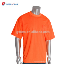 Vente chaude haute visibilité Fluo Orange sécurité T-shirt de couleur respirante manches courtes Workwear avec personnaliser l&#39;impression de logo